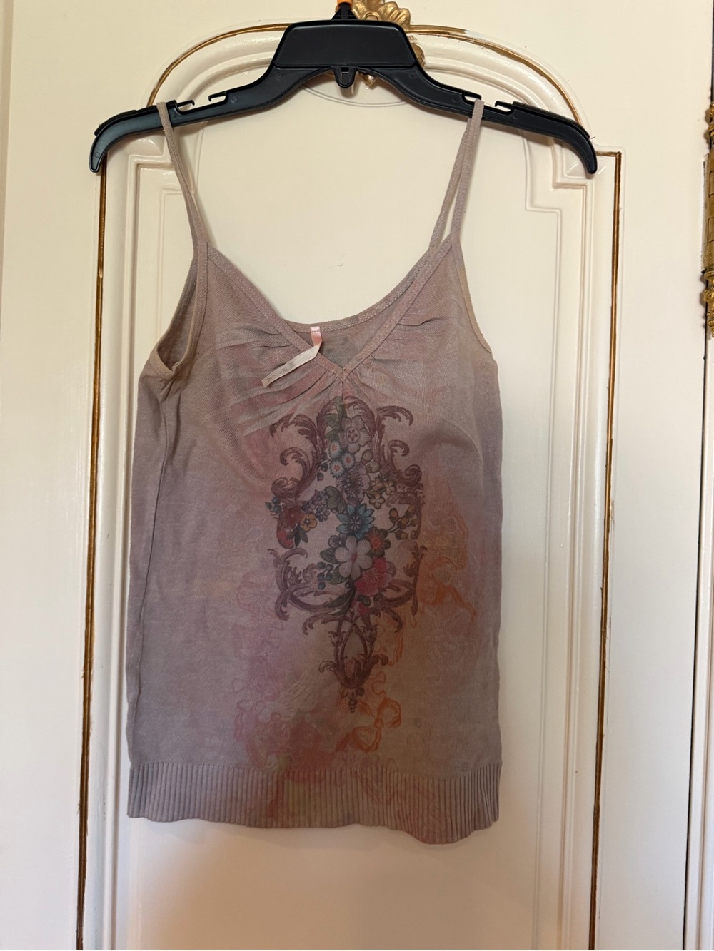 Women's Floral Print Spaghetti Strap Tank Top - gray